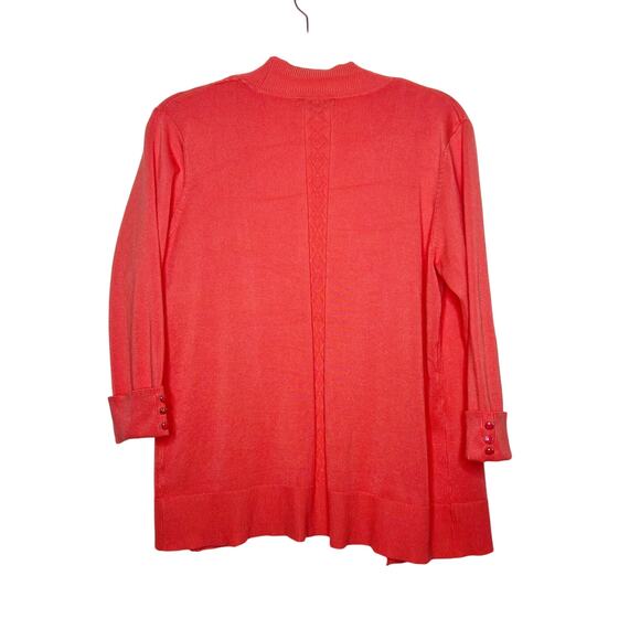 LETY & ME Cardigan Sweater Open Front 3/4 Sleeve Shawl Collar Peach Size Large - Picture 6 of 8